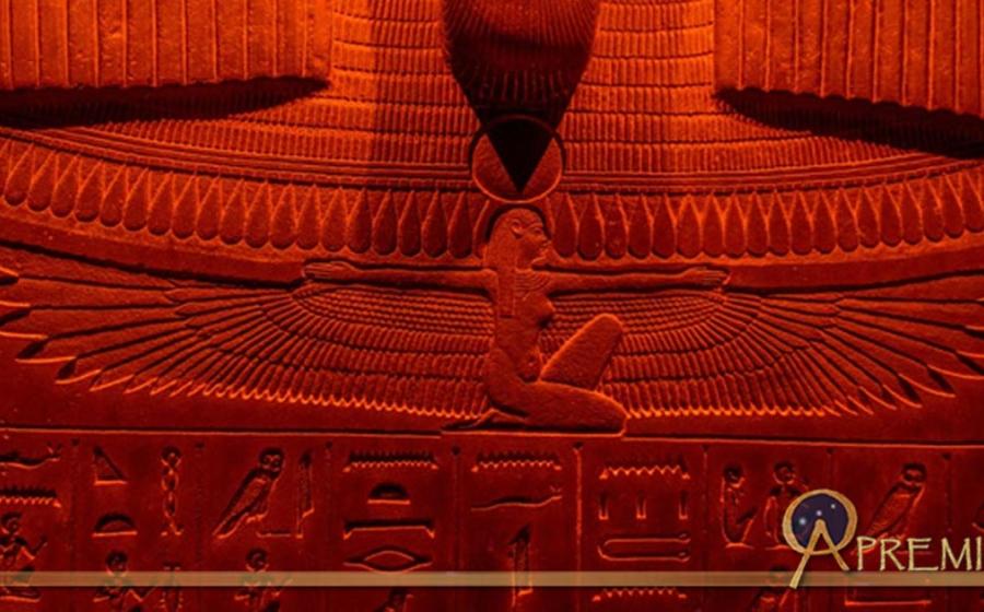 Sarcophagus of Ancient Egyptian Chief Priest Harkhebit IV. The text on the lid comes from the Book of the Dead. 