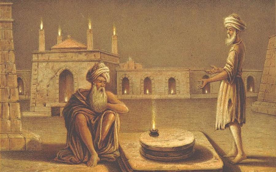 The fire temple of Baku, c. 1860. Hindus, Sikhs, and Zoroastrians have worshipped here. Source: Public domain