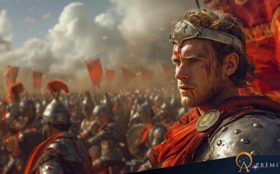 AI image of Alexander the Great in battle.