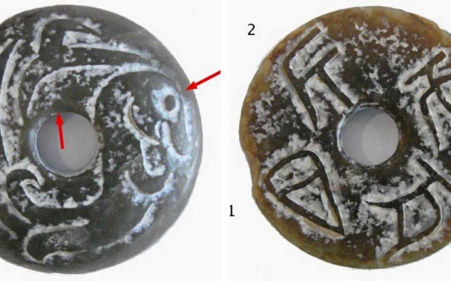 Possible ancient Chinese bi disks found in a field in Kentucky.