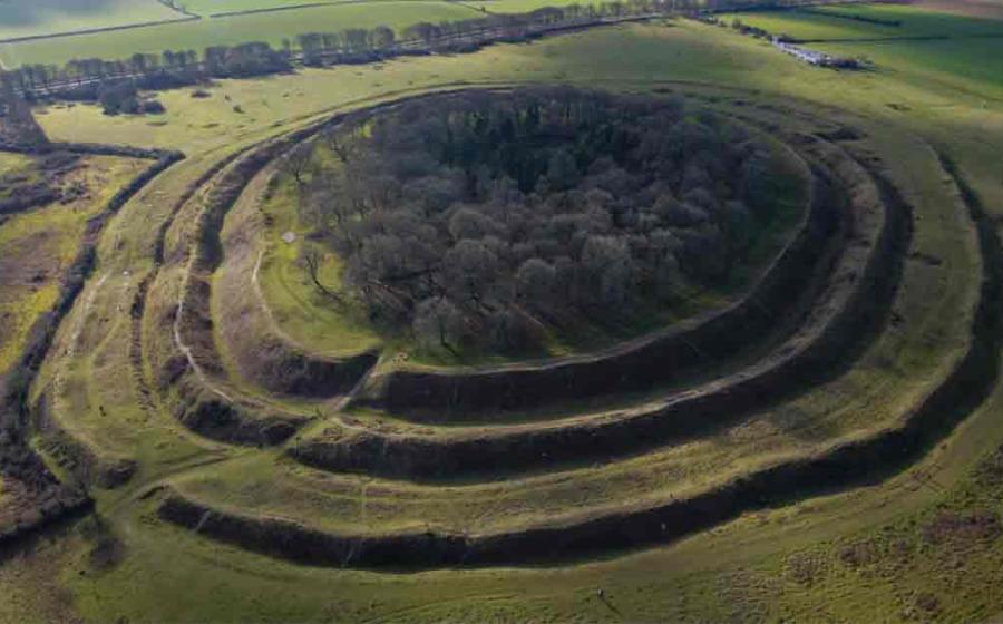 Aerial view of the Badbury rings. Source: Aaron King/Wirestock/Adobe Stock