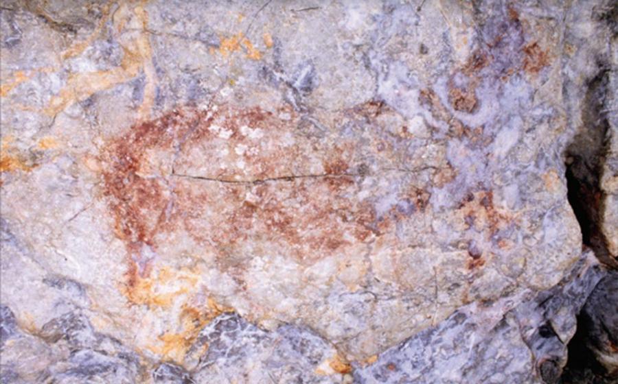 Panel 2, graphic unit 3, which has been affected by calcite formations and humidity   Source: Blanca Ochoa et al. / Antiquity Publishers Ltd