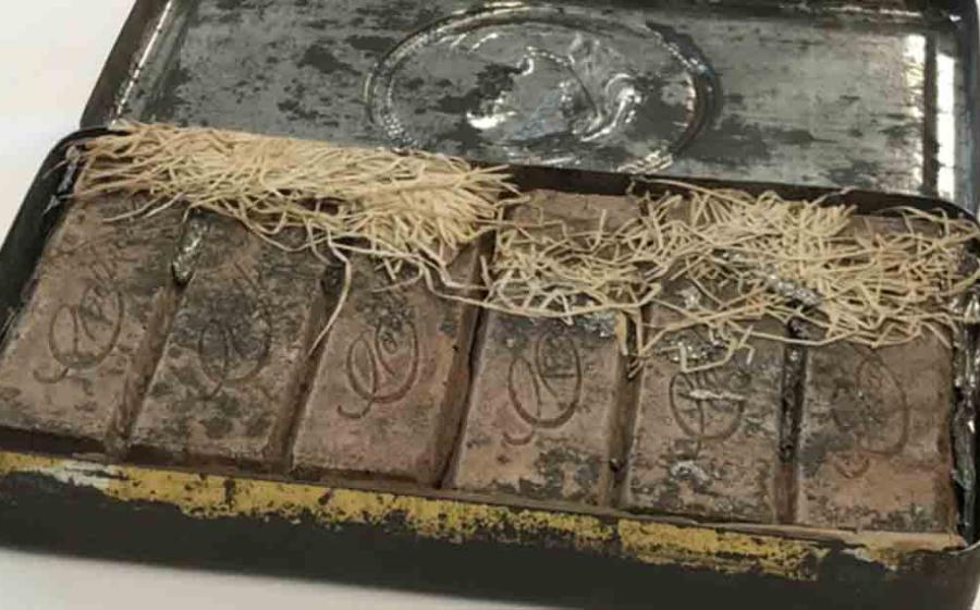 The tin of Boer War chocolates recently found among the papers of Banjo Paterson, Australia's most famous poet.    Source: National Library of Australia