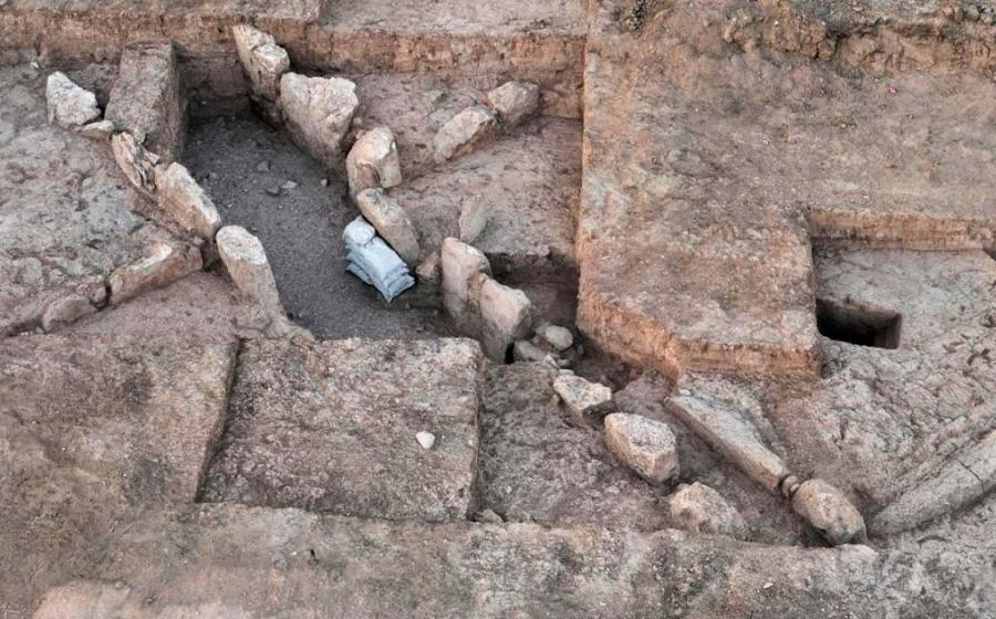 Aerial view of the 5,500-year-old gate at Tel Erani, Israel. Credit: Emil Aladjem / Israel Antiquities Authority.