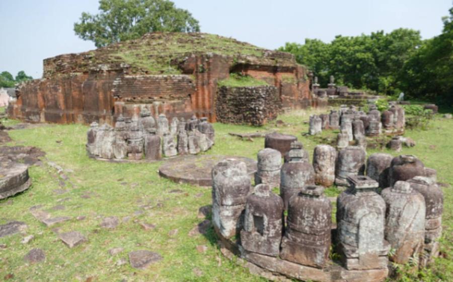 Maha-stupa at Ratnagiri Buddhist Excavation revealed 3 enormous Buddha heads.