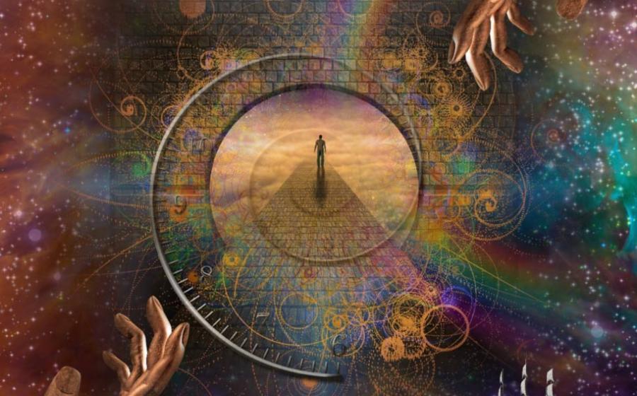 Abstract image depicting creation of the universe and mankind