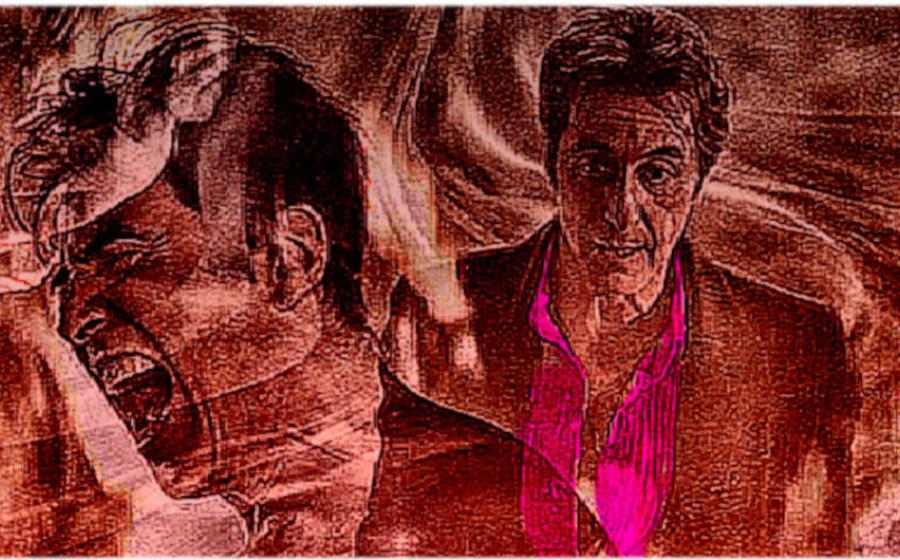 Illustration of Al Pacino showing his human and true faces, playing Satan in the movie ‘The Devil’s Advocate.’