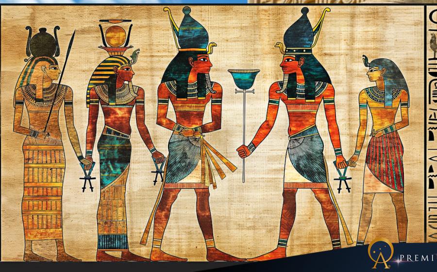 Depiction of Pharaohs and Egyptian gods.