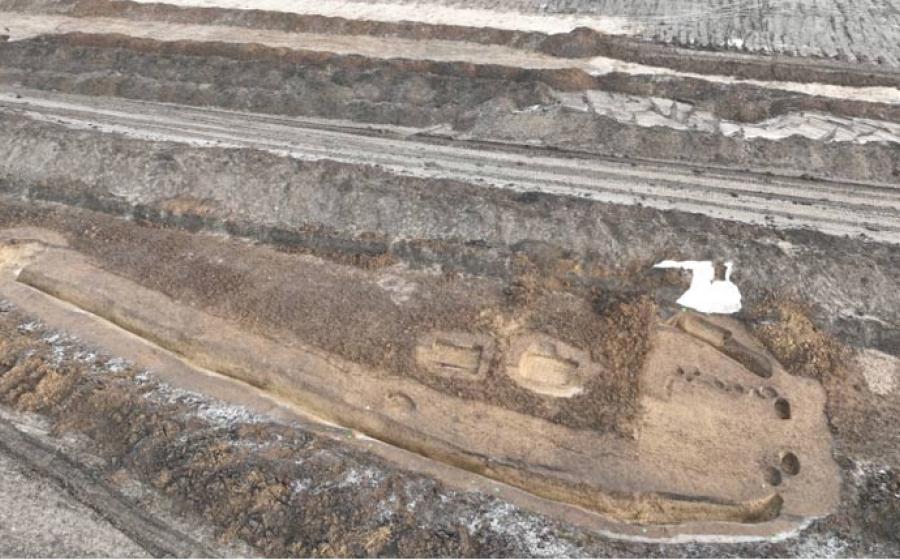 Detail of the entrance to the barrow at the D35 Plotiště-Sadová highway site, Czech Republic.	Source: Department of Archaeology UHK