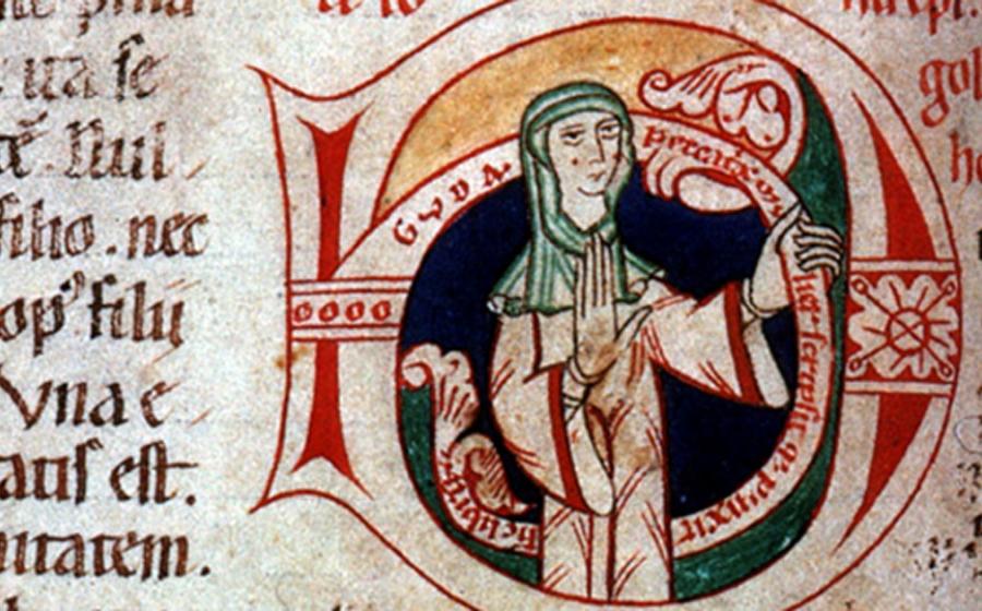 Self portrait of Guda, a 12th century nun and female scribe. 