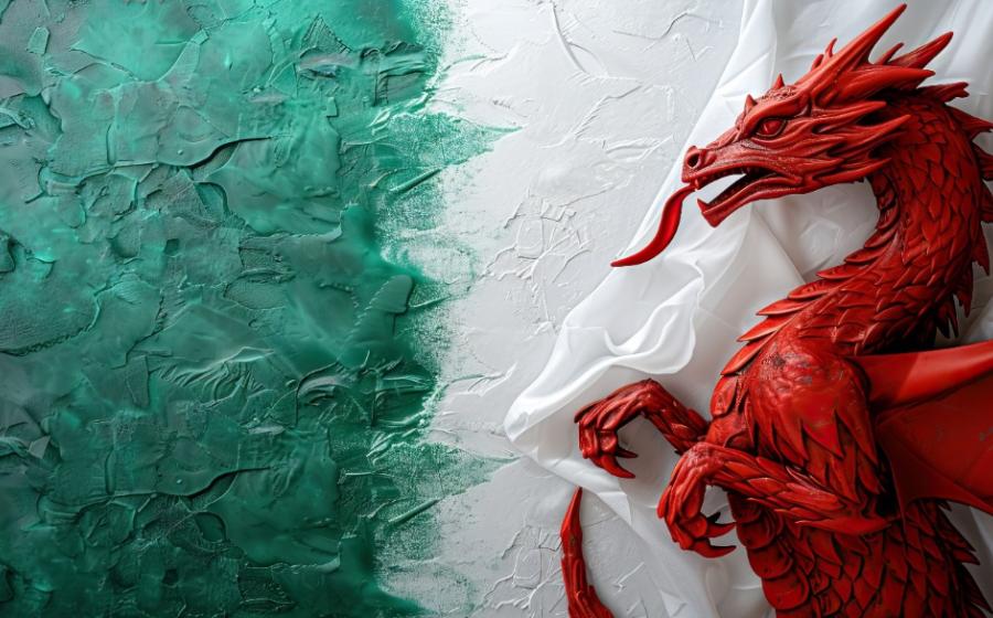 Abstract flag of Wales with its red dragon