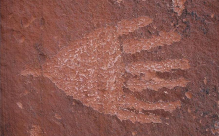 A petroglyph of a six-fingered hand. Red Tank Draw, AZ 