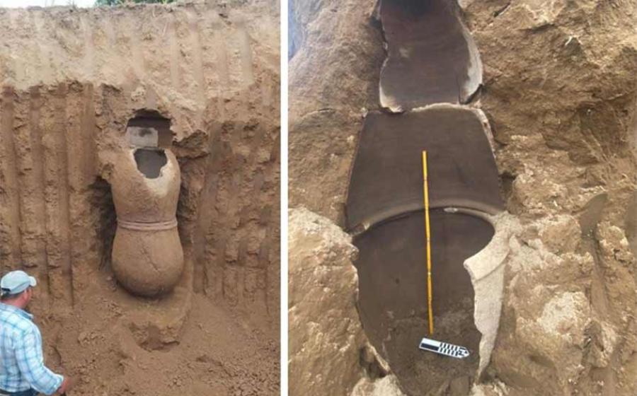 Large ceramic funerary urns discovered within a mound found in the Los Ríos province of Ecuador. Source: Instituto Nacional de Patrimonio Cultural/YGV Prensa Digital