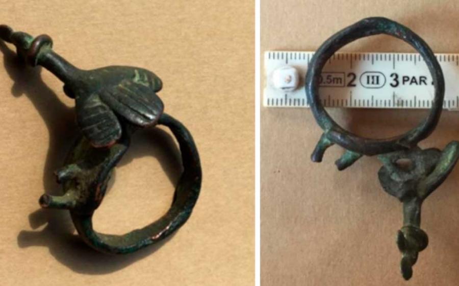 The supposed giants ring, with condor decoration. Source: Courtesy of Celso García Vargas / Author supplied