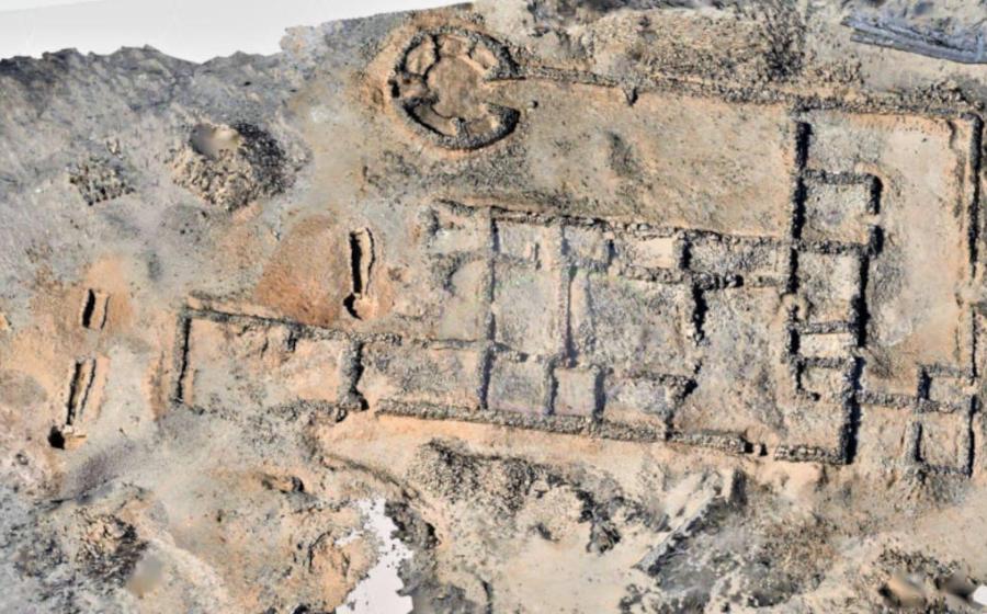 Overhead view of ancient gold mining facility in Egypt.