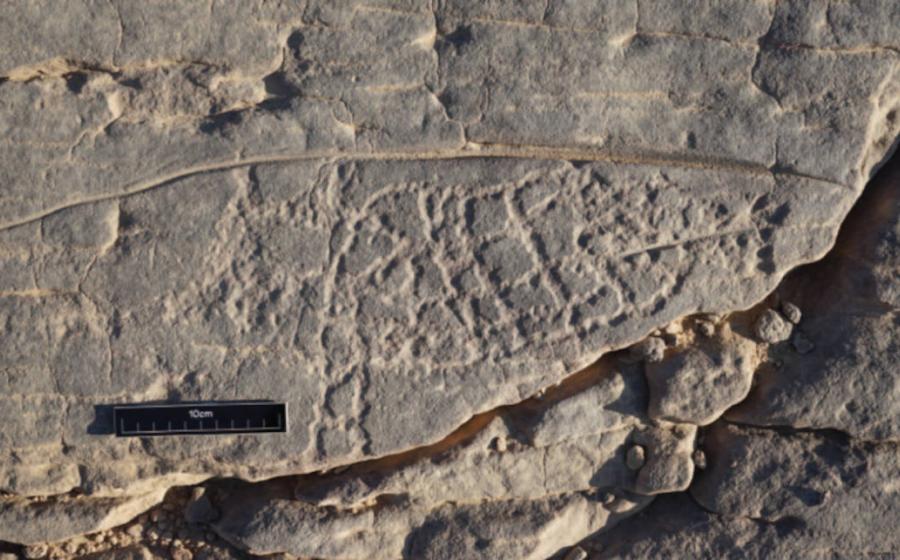 Petroglyph at el-Hosh, Egypt that shows what appears to be a goat-fish creature.