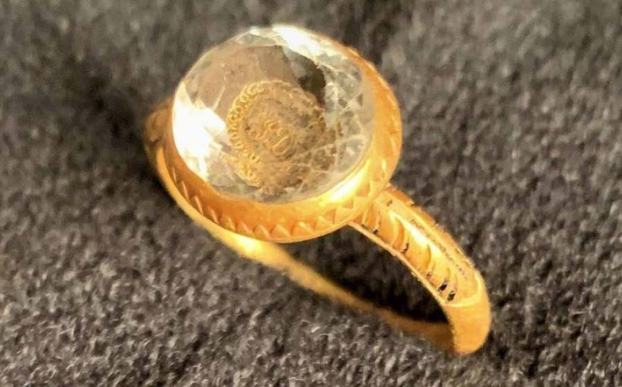 English Civil War Crystal and Gold Ring Discovered on the Isle of Man