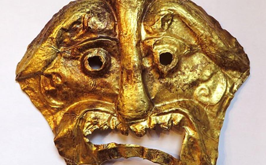 A repoussé golden death mask dating to before 200 AD