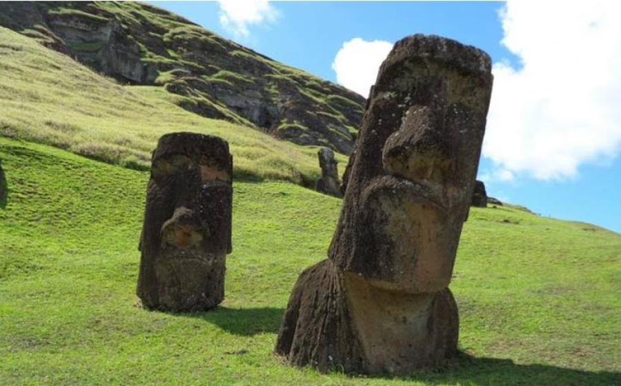 Hundreds of huge stone statues known as moai built by earlier residents are taken by some as evidence of a onetime much larger population.Source: Stephanie Morcinek via Unsplash/ Columbia Climate School 