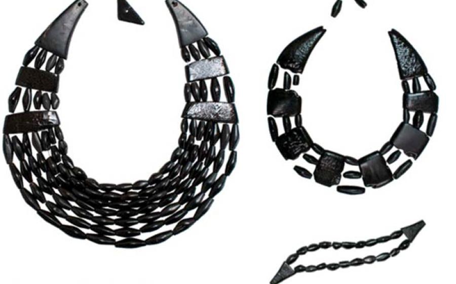 Jet necklaces and bracelet discovered during the A75 Dunragit Bypass roadwork excavations in Scotland. 