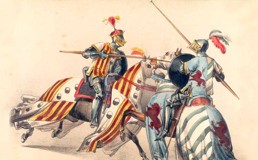 Representational image of jousting horses. Source: Public domain