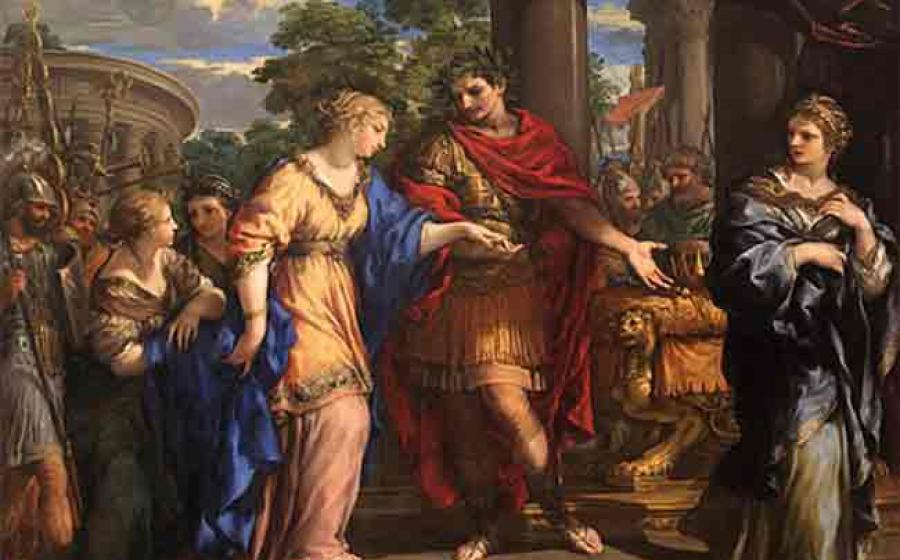 Caesar giving Cleopatra the Throne of Egypt. Source: Public Domain