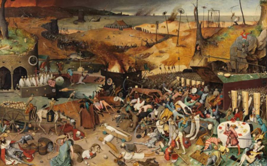 The Triumph of Death by Pieter Bruegel the Elder, circa 1562, depicting terrifying developments in 16th century Europe following a pandemic.