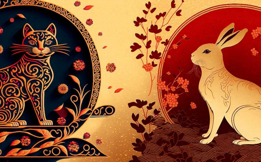 This lunar New Year some people are celebrating the year of the cat and others the year of the rabbit. Source: Imagination Station / Adobe Stock