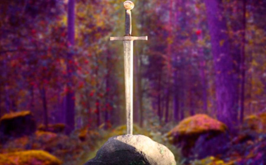 A magical sword, in a Fairy Tale fores