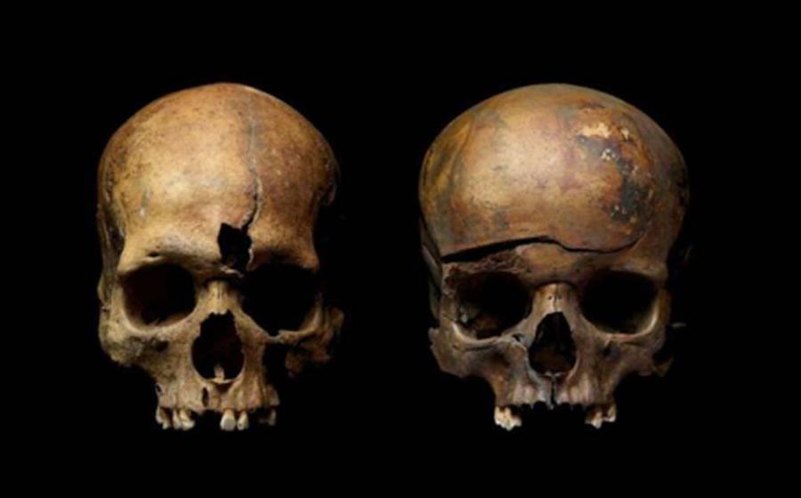 Skulls from mass grave in Yaroslavl, Russia, showing traces of violence. Source: Institute of Archaeology, Russian Academy of Sciences