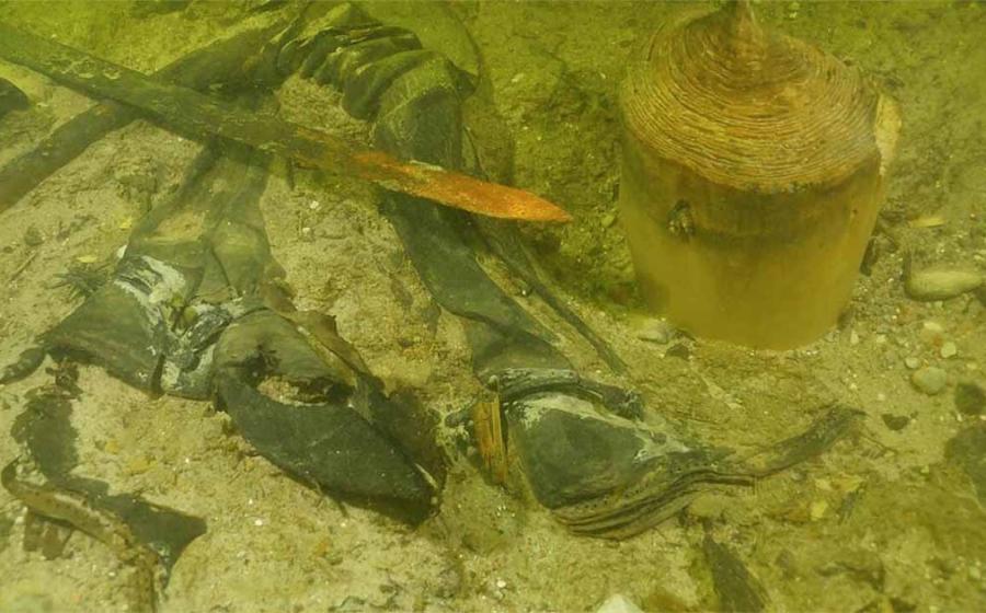 The medieval soldier’s remains were found in Lake Asveja, Lithuania