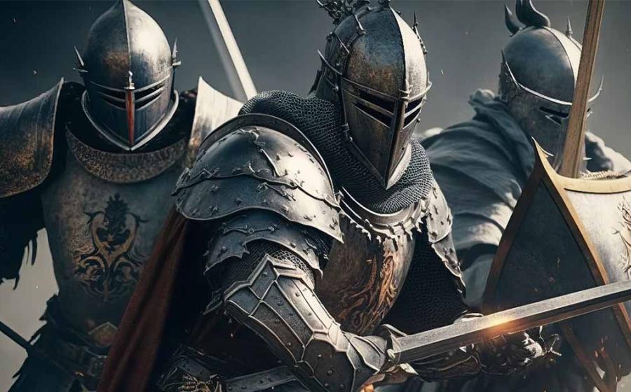 Medieval knights with weapons. Source: Diatomic / Adobe Stock.