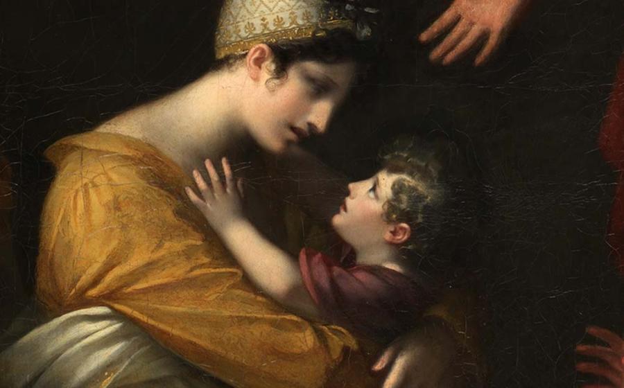 Detail of a painting of a mother and child, in this case Andromache and Astyanax by Pierre Paul Prud’hon. Source: Public domain