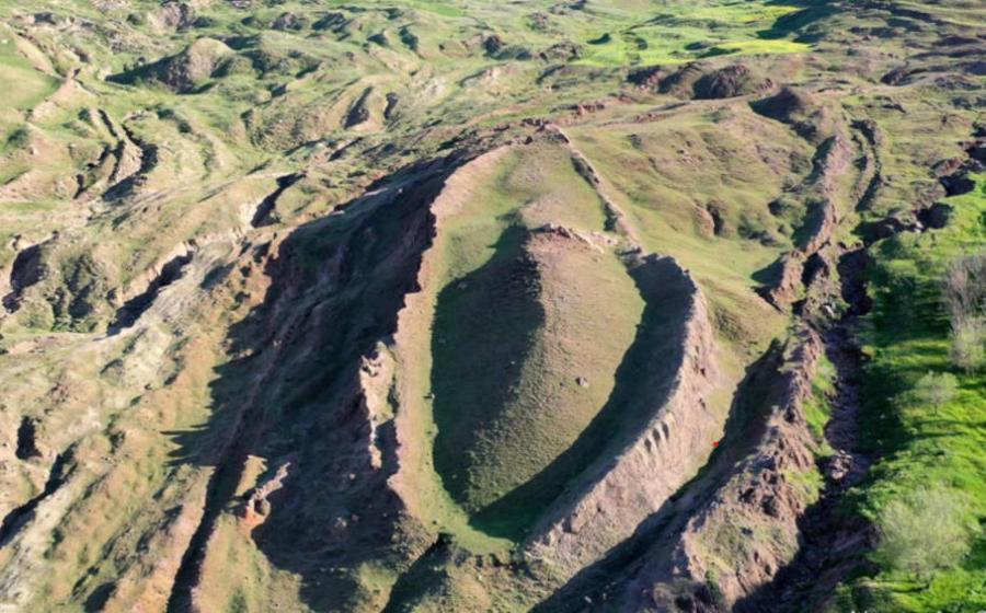 Overhead view of the Durupinar formation, near Mount Ararat in Turkey.