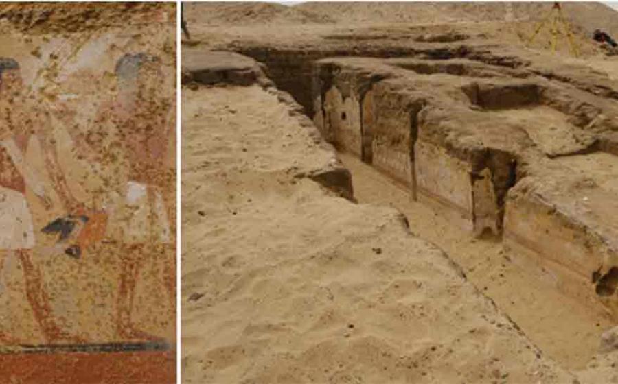 Left; part of one of the murals, Right; Entrance to the mastaba. Source: Ministry of Tourism & Antiquities
