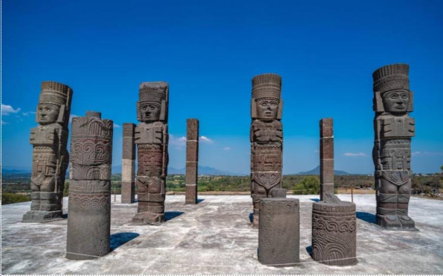 Toltec Warriors or Atlantes columns at Pyramid of Quetzalcoatl in Tula, Mexico.	Source: javarman/Adobe Stock