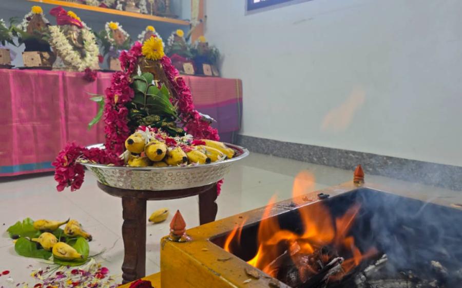 Homa/Hava fire ritual for spiritual cleansing.