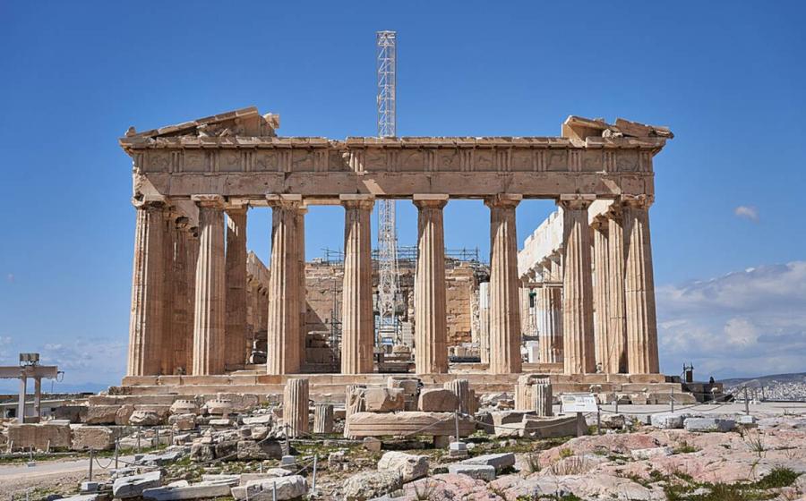 The east facade of the Parthenon, facing the rising sun.