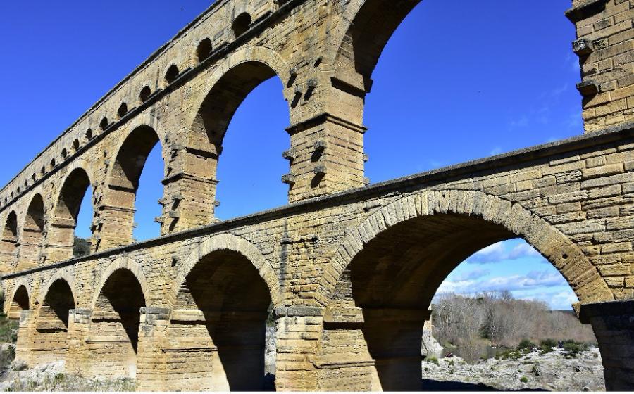 The Pont du Gard Roman aqueduct in southern France.