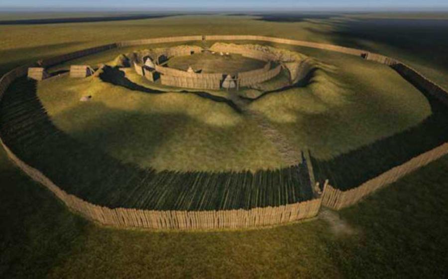 : An artist’s depiction of what the 7,000-year-old Neolithic roundel structure found near Prague would have looked like.Source: Institute of Archaeology of the Czech Academy of Sciences