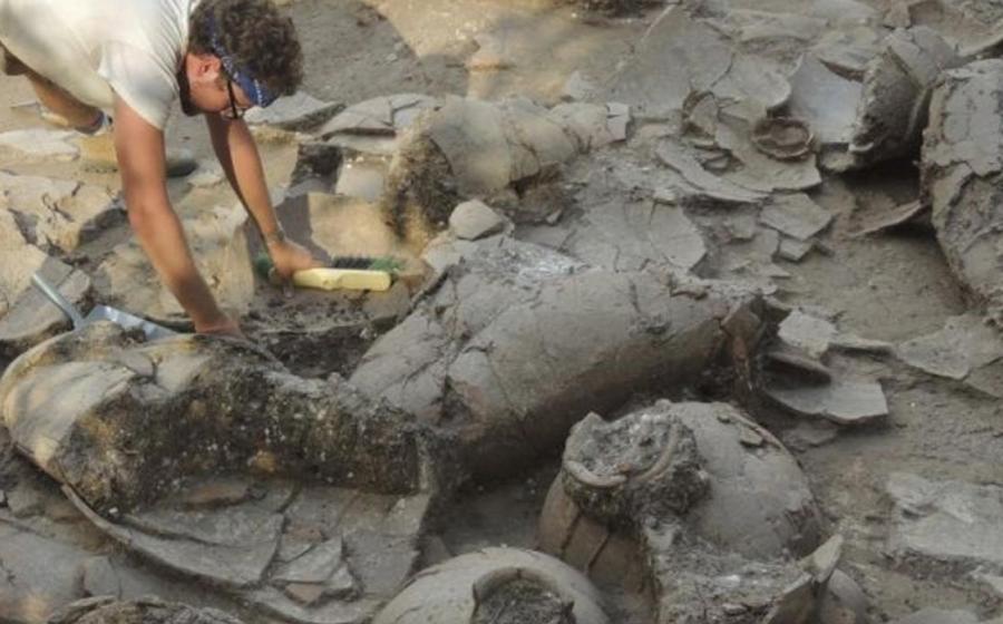 Archaeologists say they can piece together these wine jars, which are in excellent condition compared to other ceramic artifacts from ancient times. (Photo by Eric Cline)