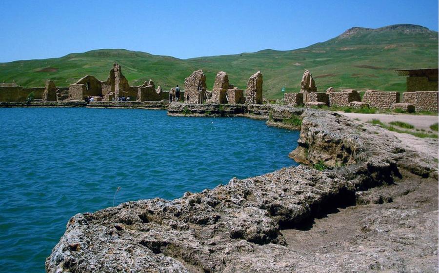 The ruins and crater at Takht-e-Soleyman Throne of Soloman, Iran. 2006. 