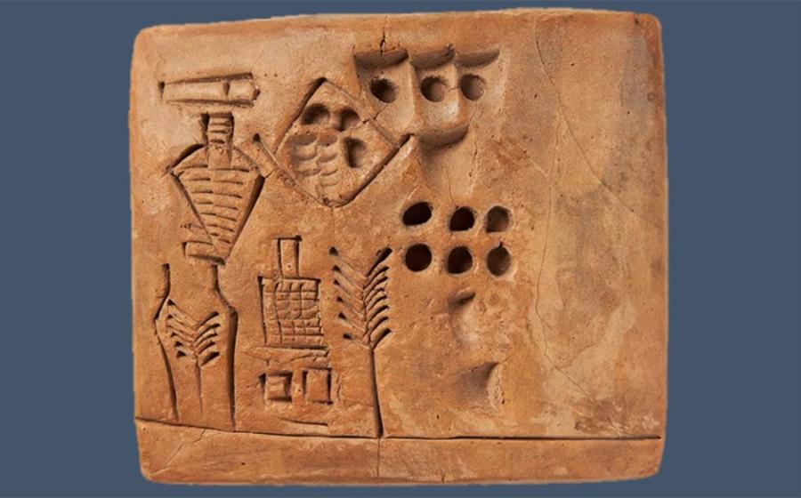 The oldest known signed Sumerian tablet that was recently auctioned for a fortune in England.          Source: Bloomsbury Auctions