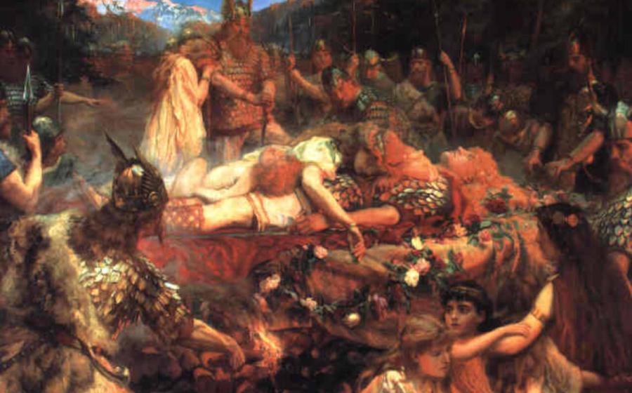 Painting by Charles Ernest Butler, 1909: ‘Death of a Viking Warrior.’