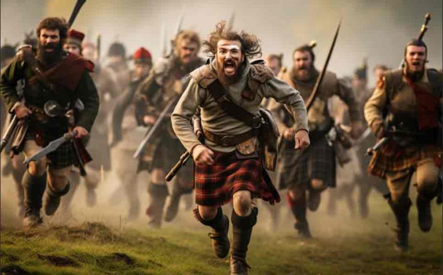 Scottish warriors heading into battle in the highlands. Source: Jeff Whyte/Adobe Stock