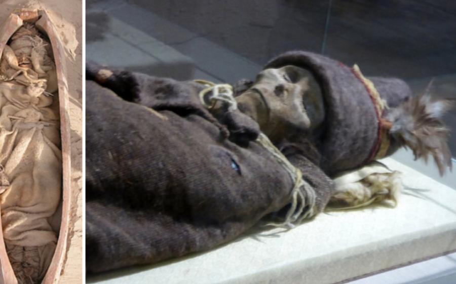 The "Xiaohe Mummy", exhibited in Xinjiang Museum. 