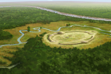 Artistic reconstruction of the prehistoric Watson Brake mounds