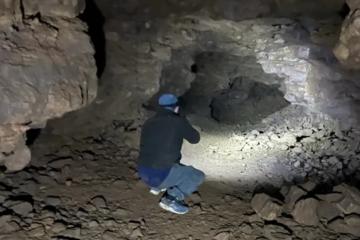 A member of the Bloxham Underground Tunnel Society explores one of the newly discovered passages. 