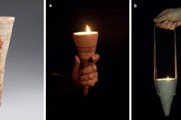 The Chalcolithic “cornets” are conical ceramic vessels, shown here.