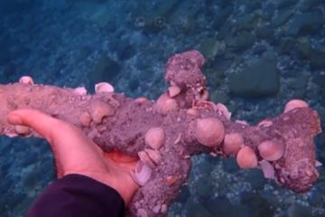 The Crusader Sword at the find site in the Mediterranean Sea